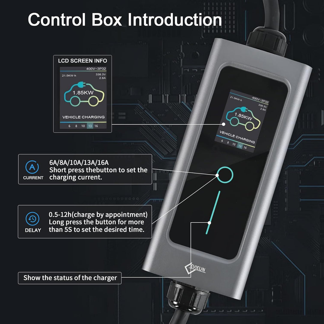 EVIEUN EV Ladekabel Typ 2 11 kW 3-Phasen 6-16 A 5 M, EV-Ladegerät Ladekabel CEE auf Typ 2 mit Allen
