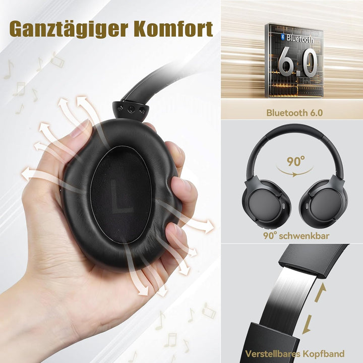 TECKNET Over Ear Kopfhörer Bluetooth mit Hybrid Active Noise Cancelling,Kabellose Bluetooth 6.0 Kopf