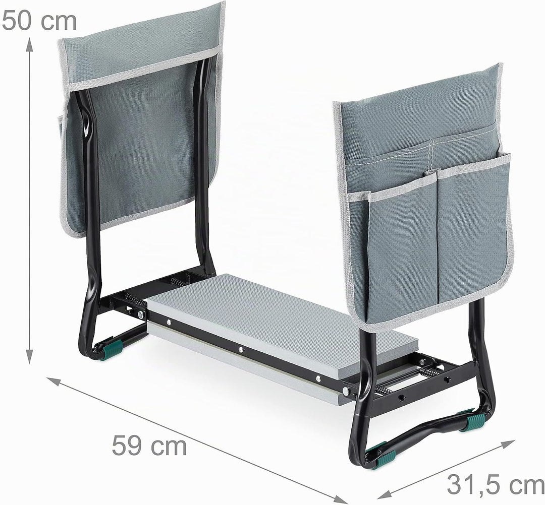Relaxdays Kniebank für Gartenarbeit, gelenkschonend, klappbar, bis 150kg, gepolsterte Kniehilfe, 2 T