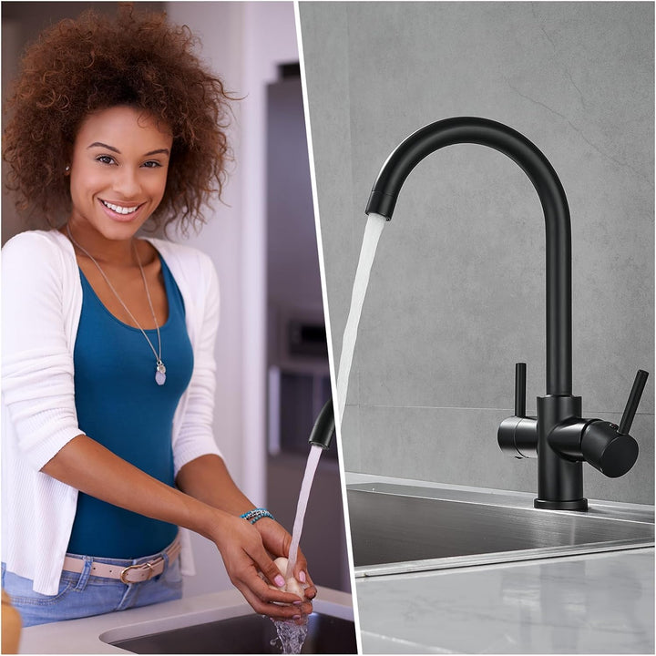 3 Wege Wasserhahn Küche, 360° Drehbar Küchenarmatur, KEOKBON 3 in 1 Hochdruckarmatur für Wasserfilte