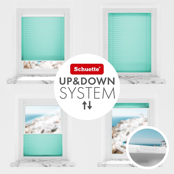 Schuette® Plissee ohne Bohren ● Premium Kollektion: Blue Ocean (Türkis) ● 80x120cm (Breite x Höhe) ●