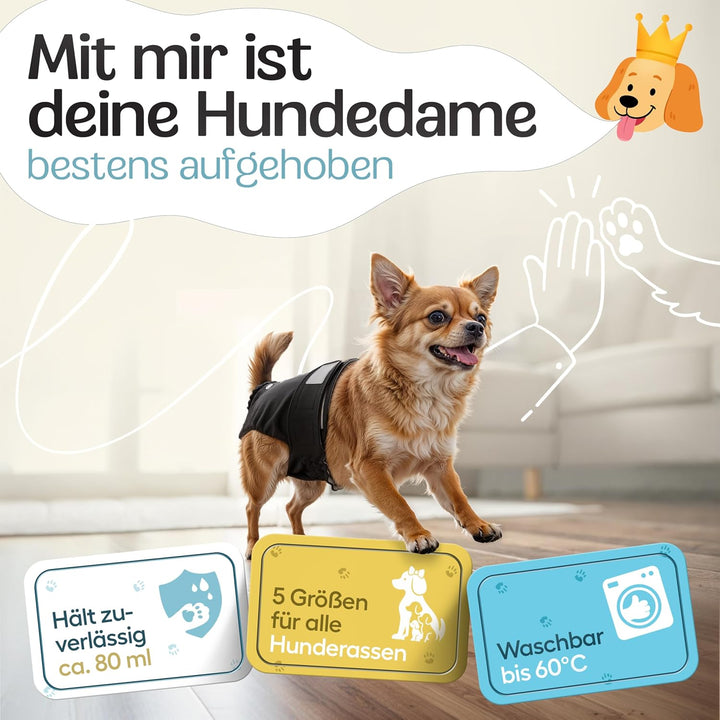 HUND IST KÖNIG Hundewindeln für Hündinnen (3 Stück) - Hochabsorbierende Läufigkeitshose für Hündinne