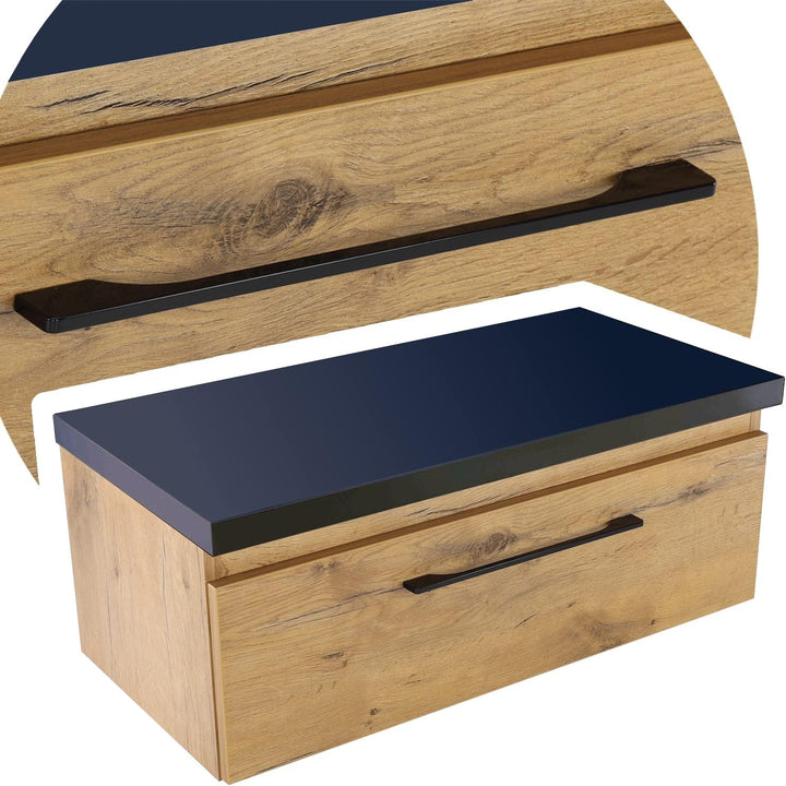paplinskimoebel Badezimmer Badmöbel Unterschrank Schrank Waschbecken + schwarzes Oberteil 80,5 x 39