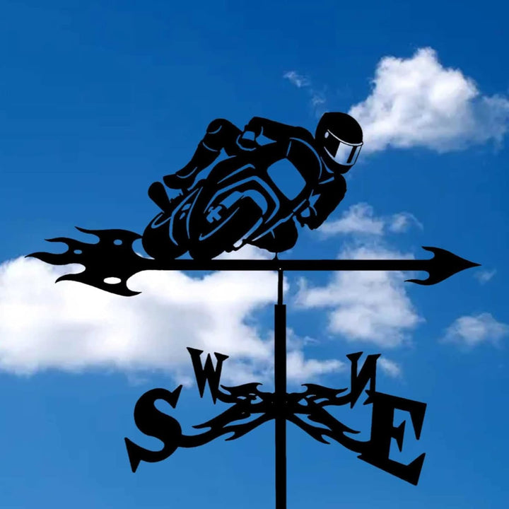 CYXZX Edelstahl Motorrad Form Wetterfahne Kreative Racing Windfahne Windrichtungsanzeiger für Garten
