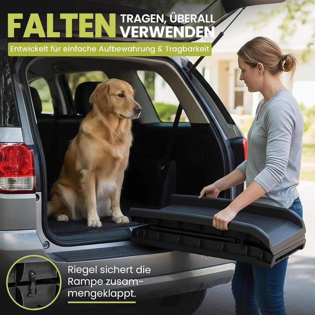 all Pets United® Hunderampe klappbar Hundetreppe Hunde- & Katzentreppe Rampe Einstiegshilfe für Koff