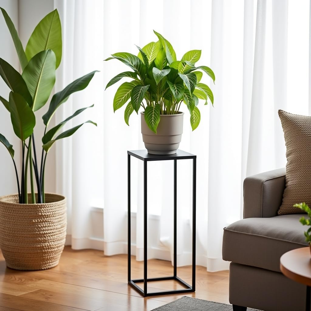 Pflanzenständer Ferro - 24x24x70cm - Farbe Schwarz - für Zimmerblumen - Metallregal - Dekorativer Ti