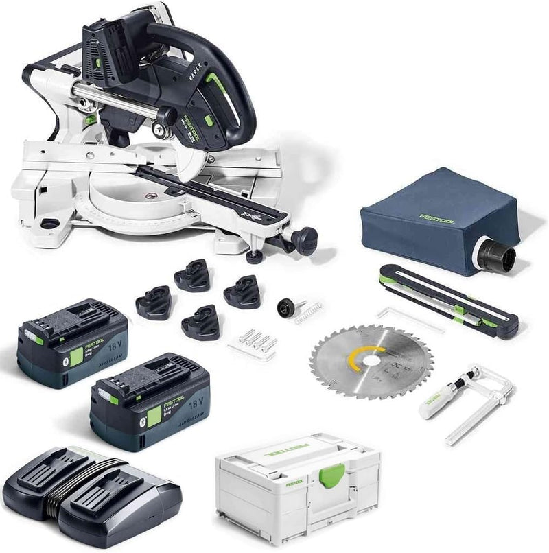 Festool Akku-Kapp-Zugsäge KSC 60 EB 5,0 I-Plus KAPEX (mit Kreissägeblatt, Schraubzwinge, LED-Schlagl