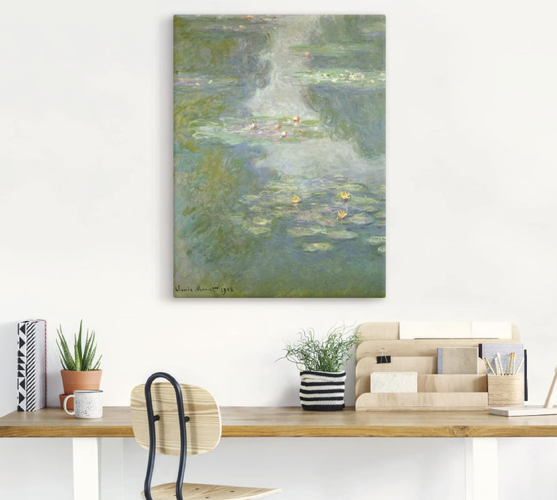 ARTland Leinwandbilder Wandbild Bild auf Leinwand 30x40 cm Wanddeko See Teich Wasser Pflanzen Blumen