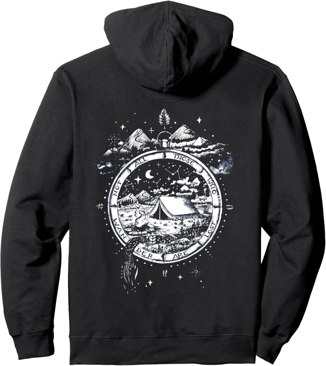 Not all those who wander are lost Kompass Outdoor Camping Pullover Hoodie