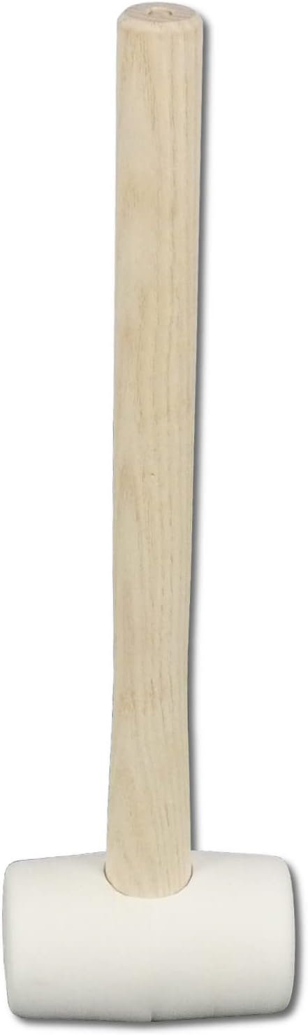 DEWEPRO® Gummihammer 300g weiss mit Holzstiel - Kopf Durchmesser Ø45mm - Schonhammer, Fliesenhammer,