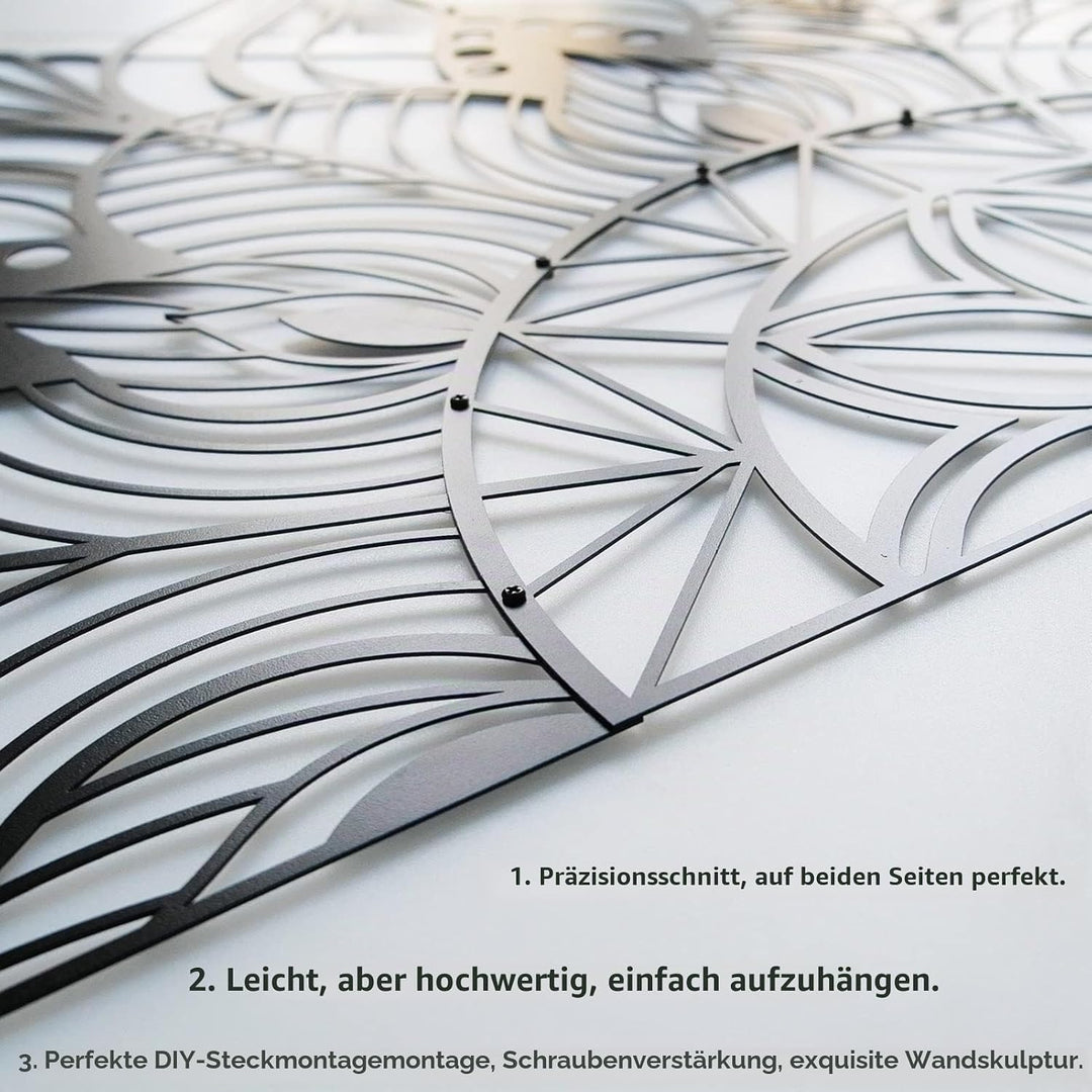 ESTART Grosse Metall-Mandala-Wanddekoration, einzigartige Lotusblumen-Wandkunst für Zuhause Schlafzi