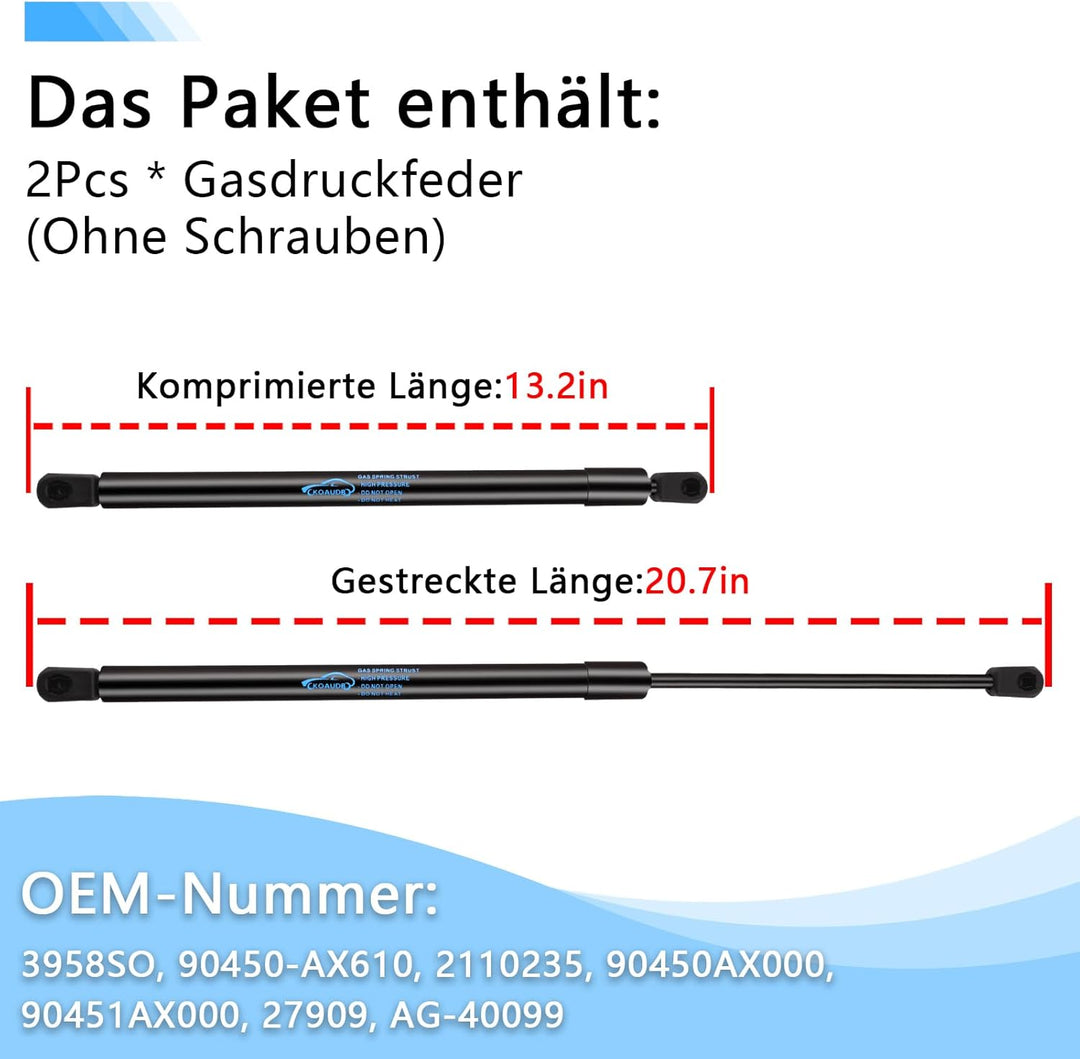 2Pcs Gasfeder Heckklappendämpfer für Nissan Micra III K12 2003-2010 Gasdruckfeder Dämpfer Kofferraum