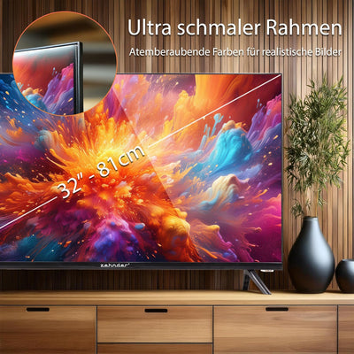 ZEHNDER TV-323 HD SMART TV 32 Zoll 81cm LED Fernseher Schmaler Rahmen LAN/WLAN Triple Tuner DVB-S2/T