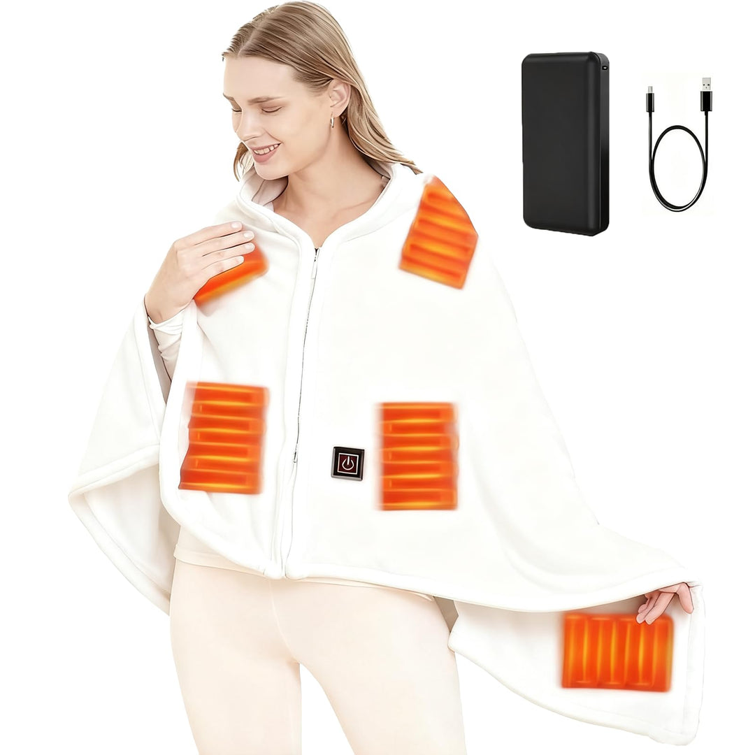 SNZ USB Heizdecke mit 20000mAh Akku, 150 x 80 cm Kabellos Heated Blanket, 3 Temperatursstufen, Flane