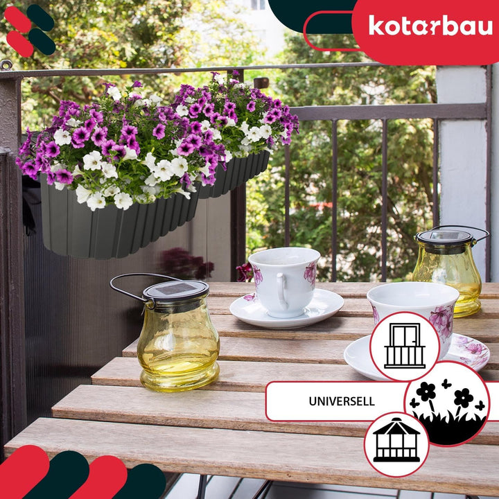 KOTARBAU® 4er Set Blumenkasten für Balkon - 40 x 15 x 15 cm - Blumenkasten für Balkongeländer - Balk