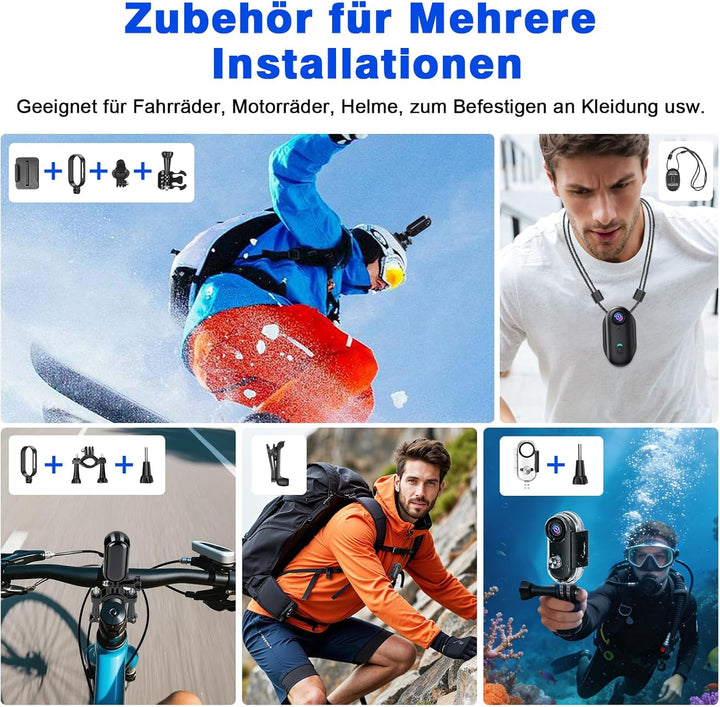 Action Kamera WiFi 4K, wasserdichte Sport-Mini-Actionkamera, Mini-Körperkamera, Kleine Action-Kamera
