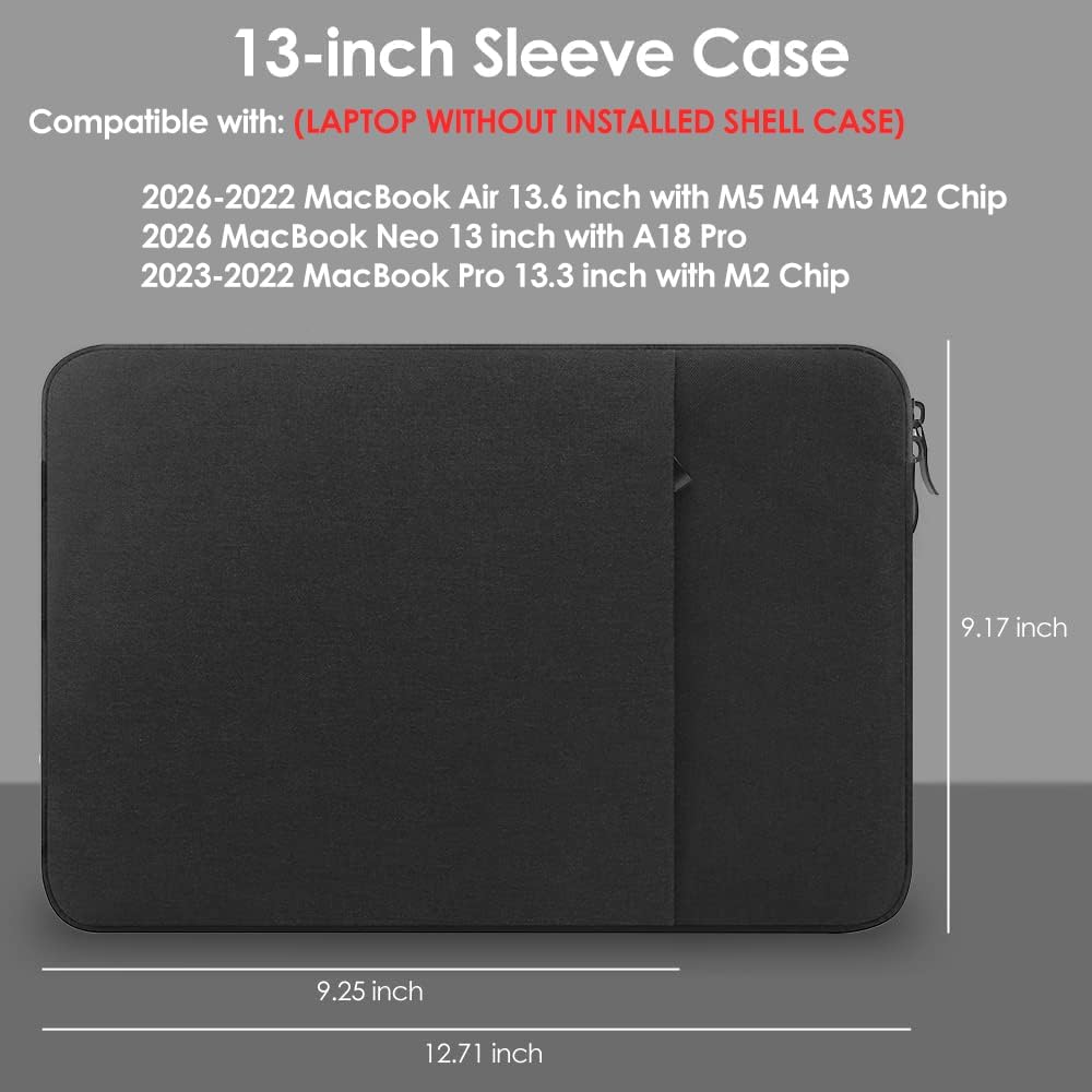 ProElife 13 Zoll Laptop Sleeve Case for 2024-2022 MacBook Air 13.6 inch Apple M3 M2 Chip & MacBook P