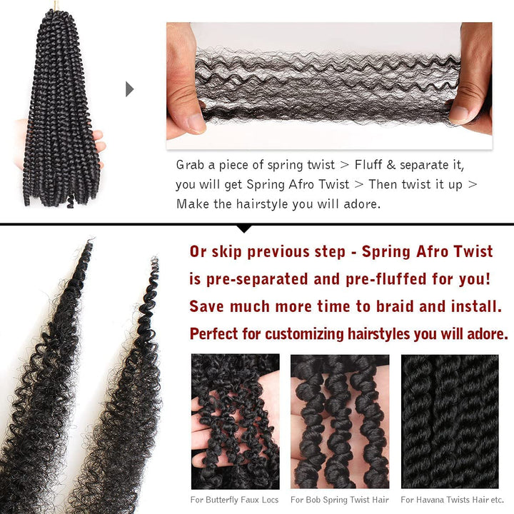 Xtrend 3er-Pack vorgetrennter afro-gedrehter Haarverlängerungen für natürliche Marley Twist Faux Dre