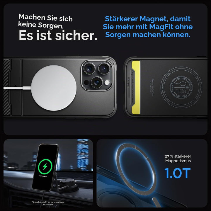 Spigen Rugged Armor MagFit Matte Hülle Kompatibel mit iPhone 15 Pro Kompatibel mit MagSafe -Schwarz