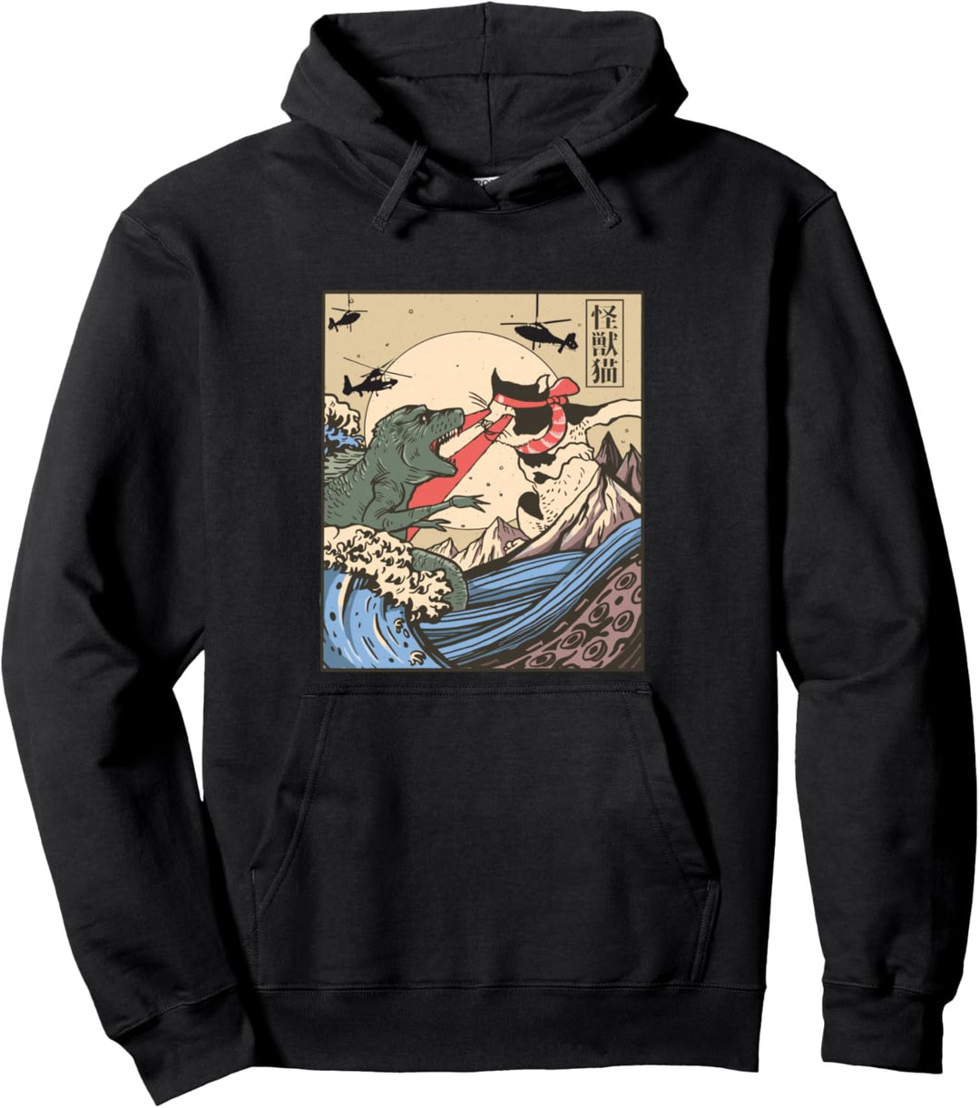 Vintage Catzilla, lustiges Kätzchen, Katze, Mietze | Retro Pullover Hoodie