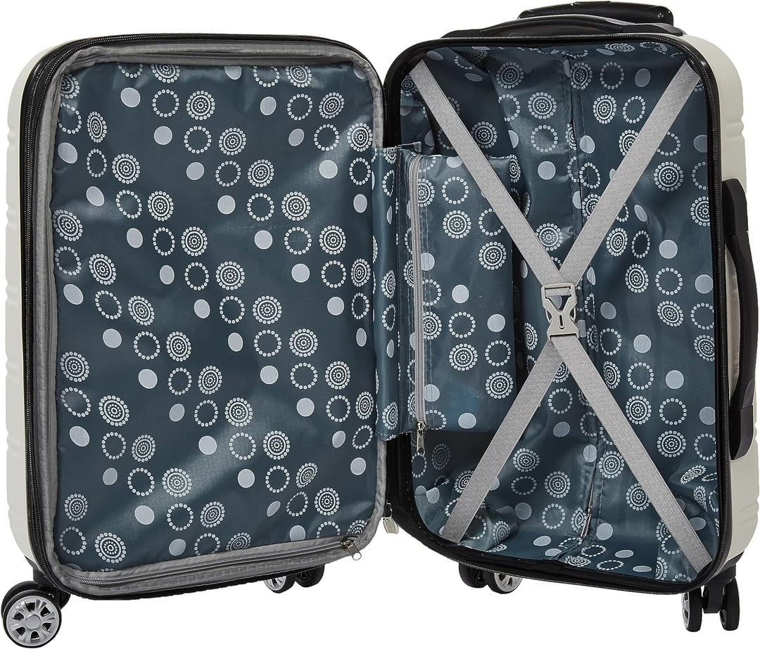 Rockland Melbourne Hardside Erweiterbares Spinner-Rad Gepäck, Weiss/opulenter Garten, 2-Piece Set (2