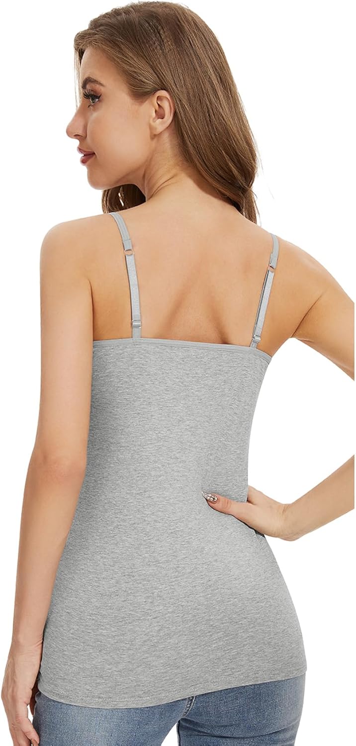 Knuffnee Damen Baumwolle Unterhemd Regal BH Unterhemden Verstellbaren Spaghetti Top 3er Pack XXL Sch