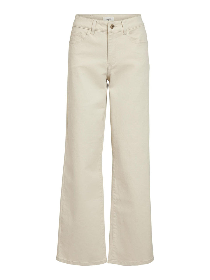 Object Female Wide Fit Jeans Twill- XS Sandshell, XS Sandshell