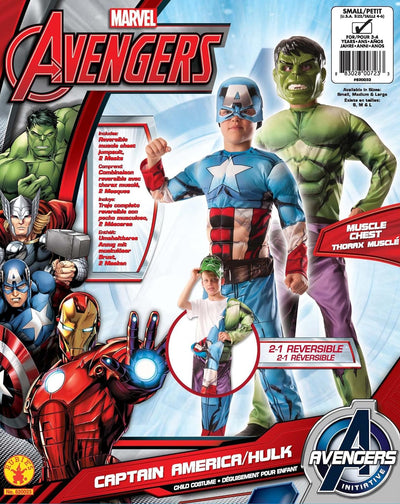 Rubie's Offizielles Marvel Avengers Assemble Deluxe Hulk to Captain America, Kinder-Kostüm, Grösse L