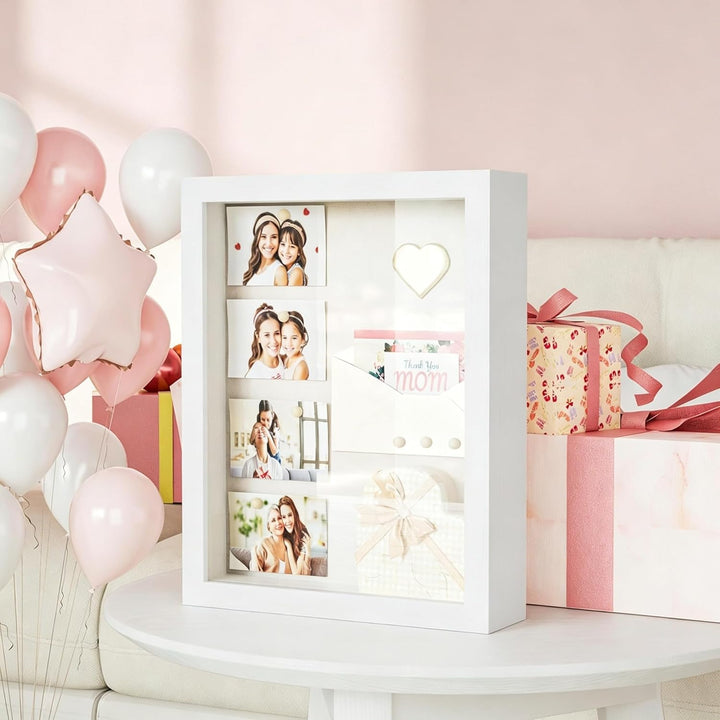 Love-KANKEI 3D Bilderrahmen 28 x 35 cm Holz Objektrahmen zum Befüllen Shadow Box Frame mit 8 Steckna