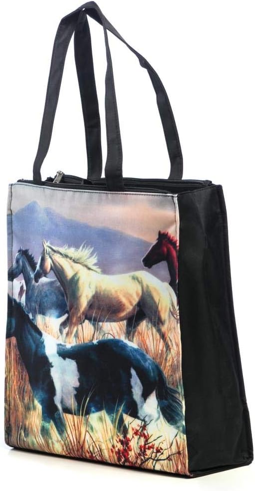 LUCKYWEATHER Shopper Einkaufstasche Twin Double Bag Damen Motiv PFERDE I Shopping Bag wasserabweisen