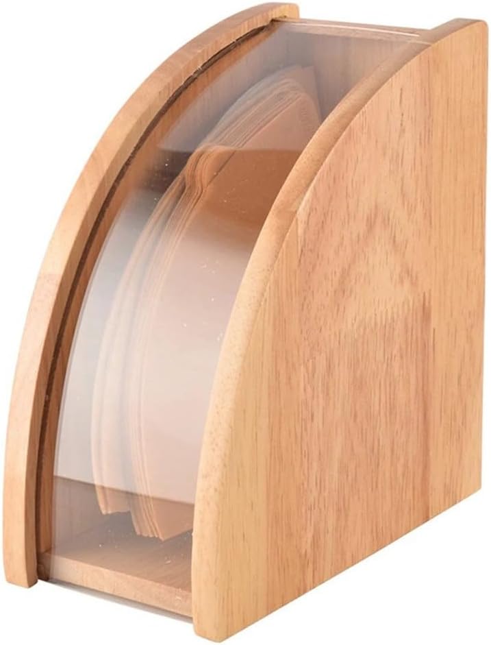 Kaffeefilter-Papierbox, Holz-Kaffeepapier-Aufbewahrungsbox, fächerförmiger Handtropf-Kaffeefilterhal