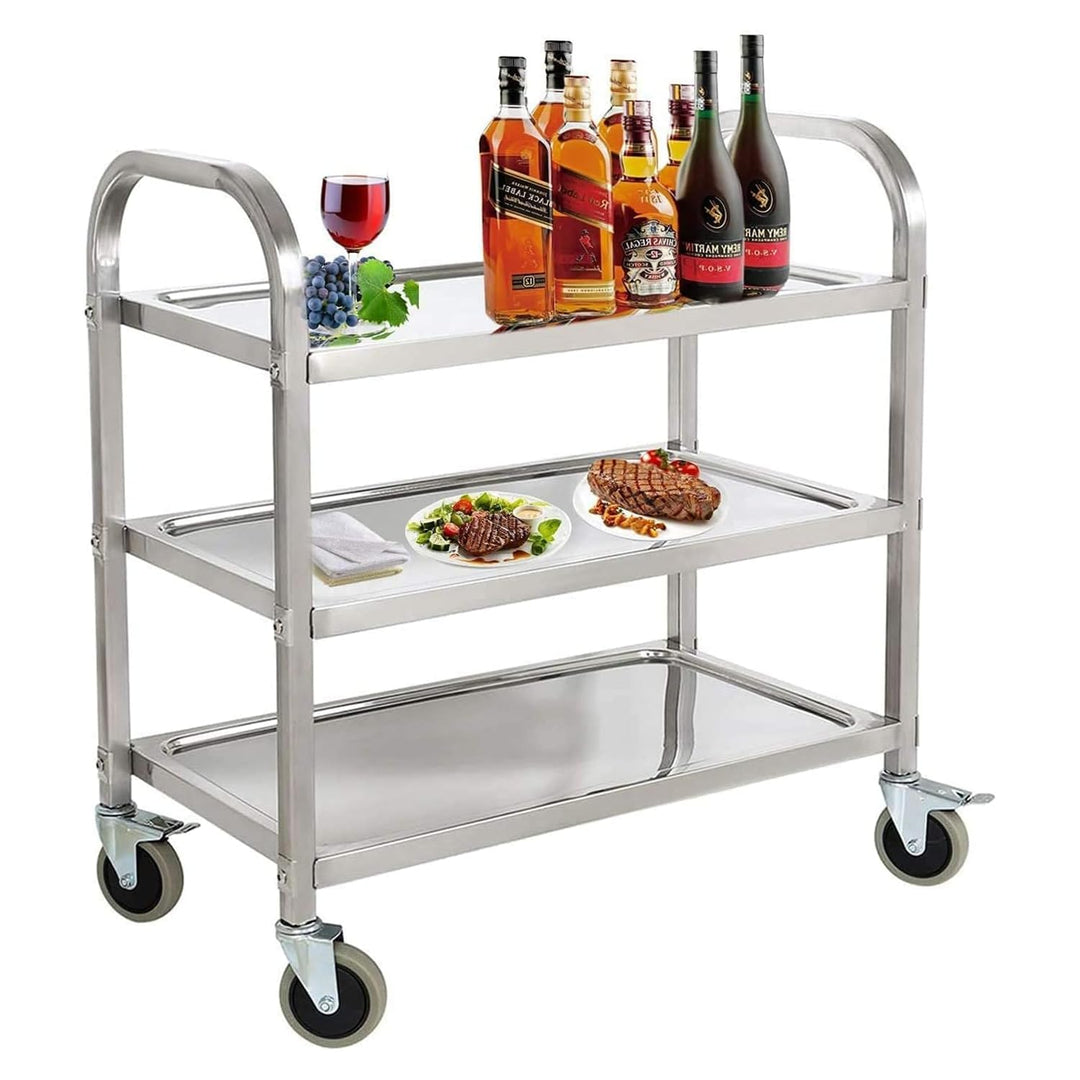 uyoyous Servierwagen 95x50x95cm Edelstahl 3 böden Küchenwagen Transportwagen Edelstahl mit 4 360° dr
