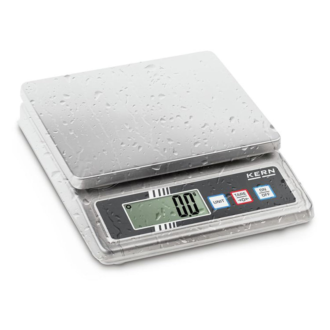 Tischwaage [Kern FOB 0.5K-4NS] Kompakte Edelstahlwaagen mit Staub- und Spritzwasserschutz IP65, Wäge