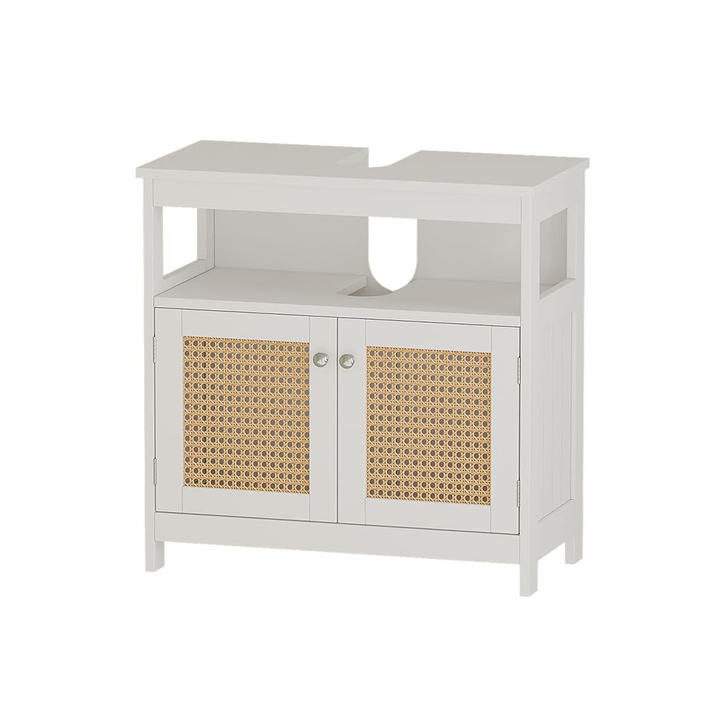Vicco Waschbeckenunterschrank Rosario, Weiss, 60 x 60 cm mit 2 Türen und offenem Fach Waschtischunte