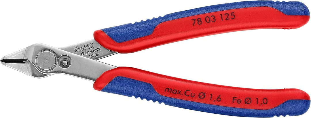 KNIPEX Electronic Super Knips Elektronik-Seitenschneider, 125 mm, weicher Draht(Kupfer) bis 1,6 mm,
