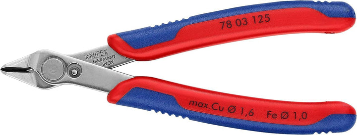 KNIPEX Electronic Super Knips Elektronik-Seitenschneider, 125 mm, weicher Draht(Kupfer) bis 1,6 mm,