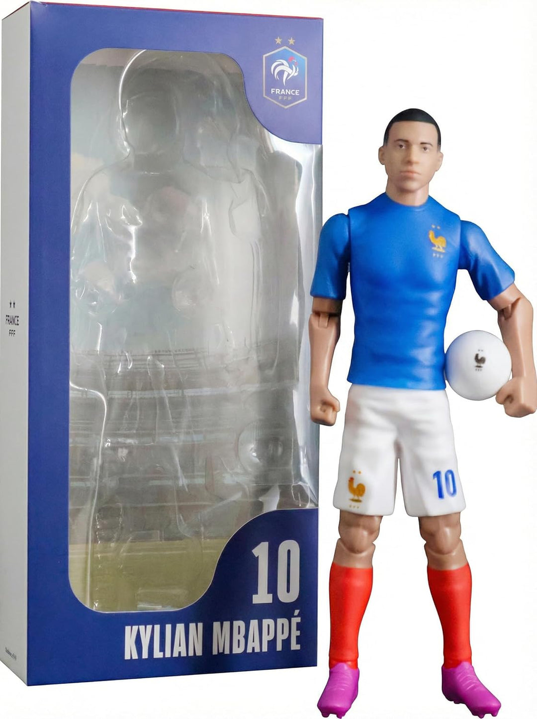 Megableu - FFF-Figur Killian Mbappé Nr. 10 – 20 cm – grosse Fussballfigur realistisch & beweglich mi