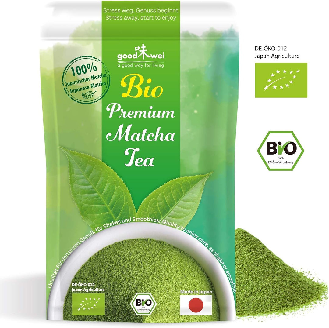 Goodwei BIO Matcha aus Japan im Matcha-Set komplett mit hochwertiger Matcha Schale aus Keramik, Matc