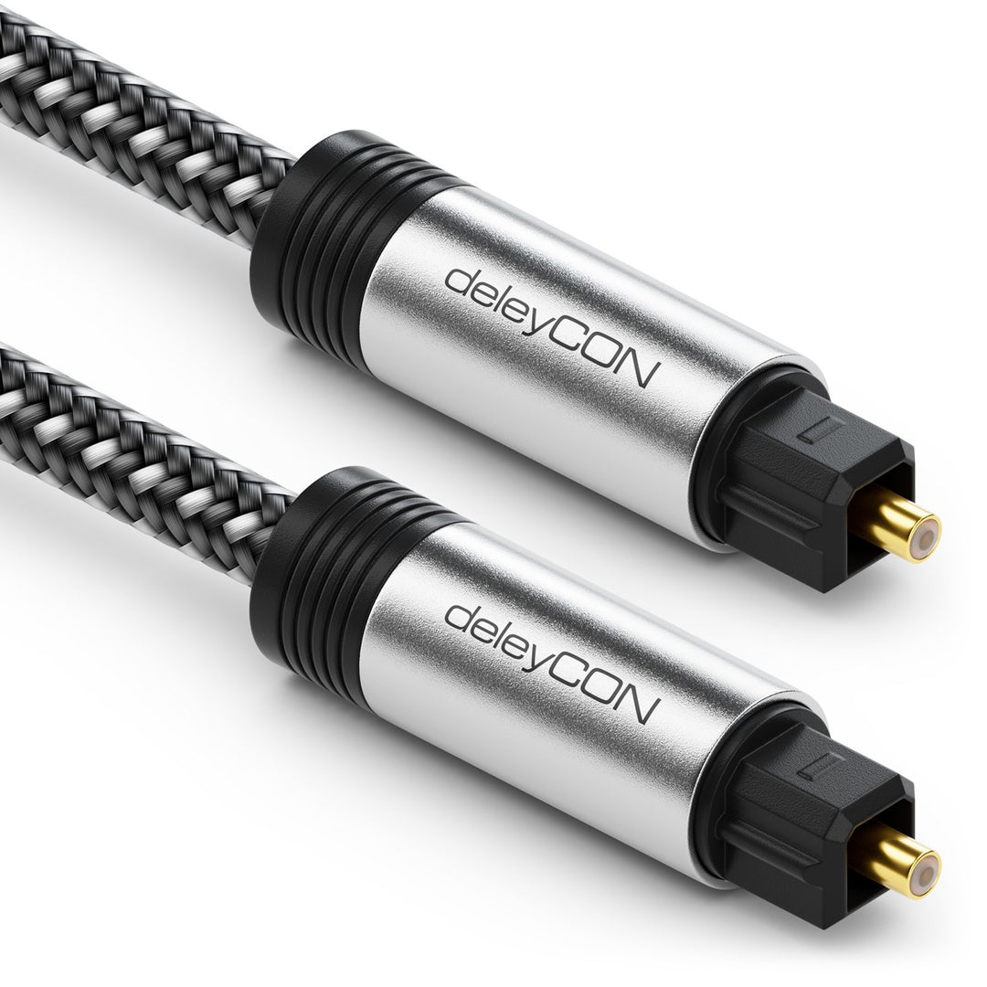 deleyCON 15m Toslink Kabel Optisches Digital Audio Kabel mit Metallstecker & Nylon Mantel - SPDIF Li