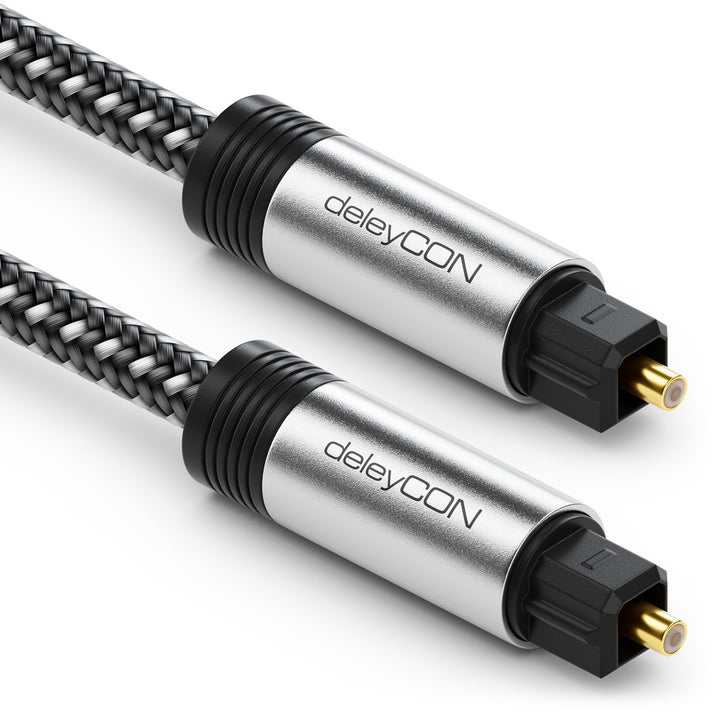 deleyCON 15m Toslink Kabel Optisches Digital Audio Kabel mit Metallstecker & Nylon Mantel - SPDIF Li