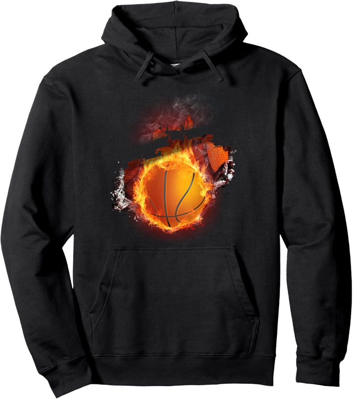 Feuer, Flammen brennender Basketball Pullover Hoodie