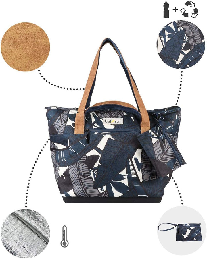 bel-sol Unisex-Adult Kathi Kühltasche, Blau Weiss, Mittel