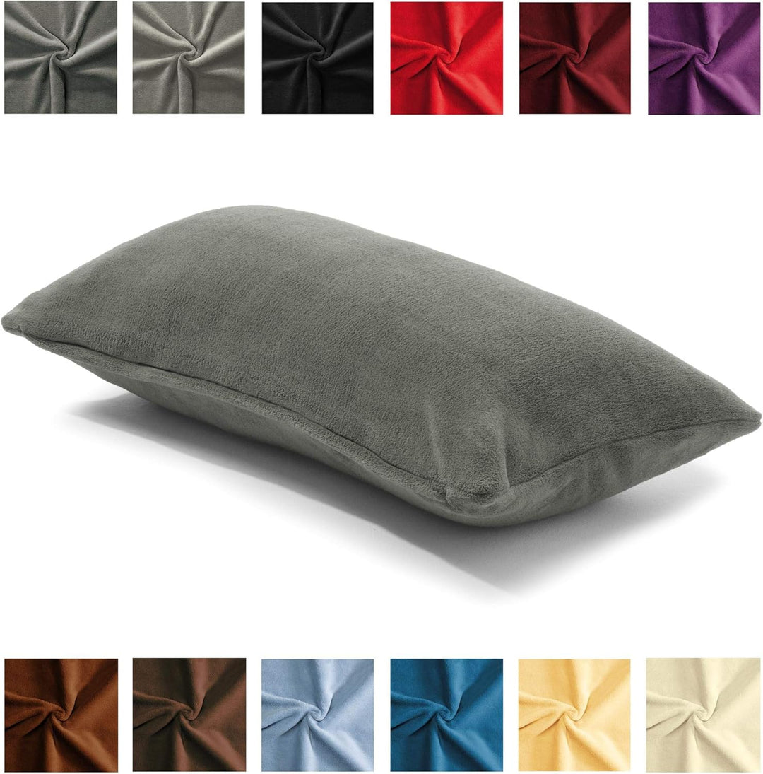 CelinaTex Xanio Dekokissen mit Innenkissen 40 x 80 cm grau Coral-Fleece Sofakissen Mikrofaser Kusche