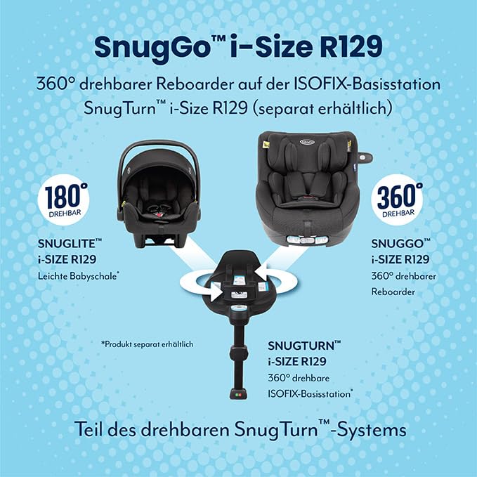 Graco SnugGo™ i-Size R129, 360° drehbarer Reboarder für die Basisstation SnugTurn™ i-Size R129 (sepa