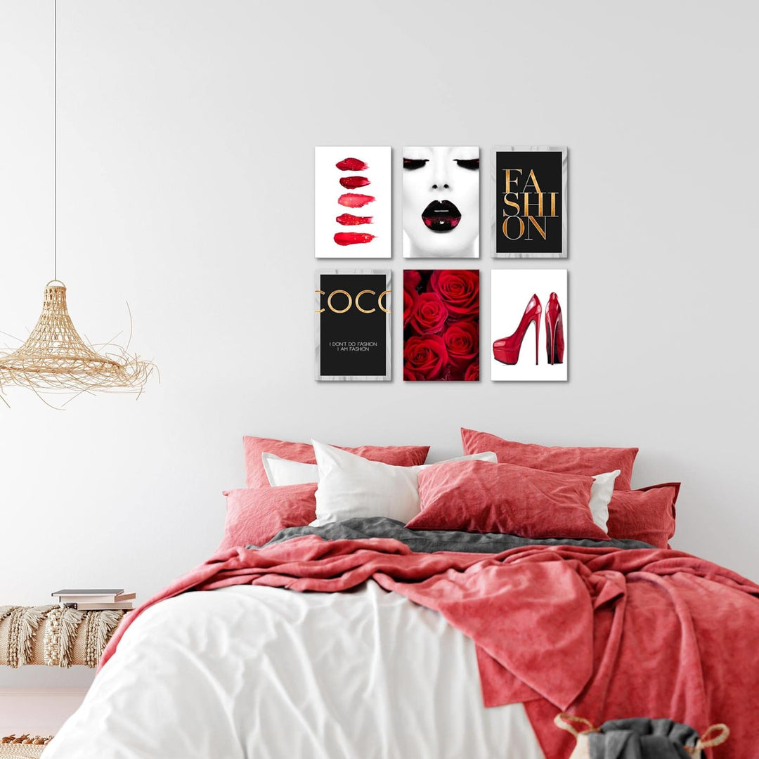 Novart Wandbilder Set - KOMPLETT AUFHÄNGFERTIG - Made in Germany - Moderne Bilder Fashion Wohnzimmer