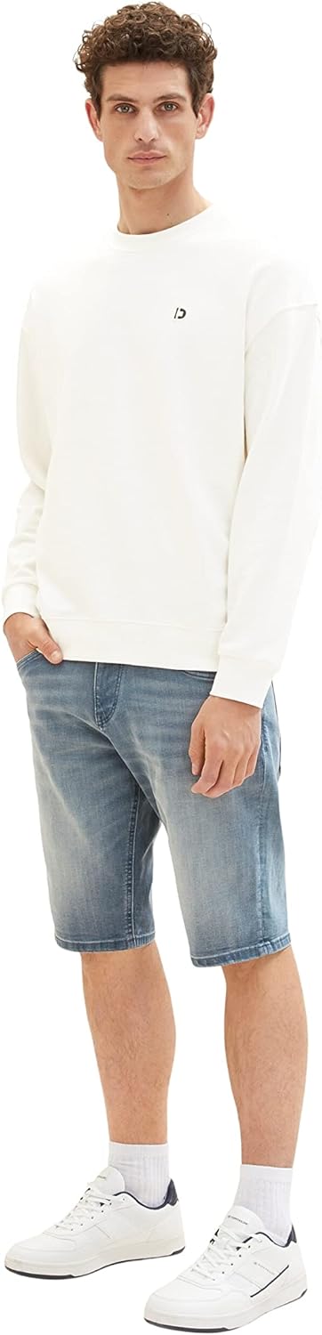 TOM TAILOR Herren Slim Fit Jeans Bermuda Shorts mit Stretch, 10160 - Blue Grey Denim