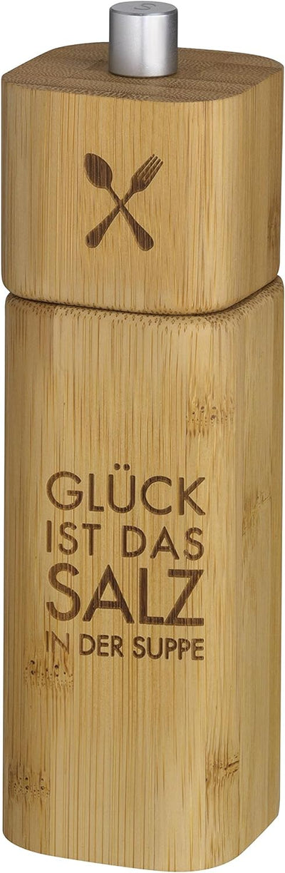 Salzmühle "Glück ist das Salz in der Suppe" + Pfeffermühle "Liebe gibt dem Leben Pfeffer" Natur, Nat