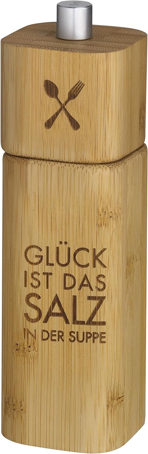 Salzmühle "Glück ist das Salz in der Suppe" + Pfeffermühle "Liebe gibt dem Leben Pfeffer" Natur, Nat