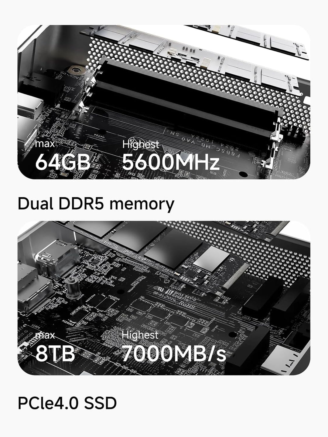 MINIS FORUM AI X1-255 Mini-PC, AMD Ryzen 7 255 (8C/16T, bis zu 4,9 GHz), 32 GB DDR5 RAM, 1 TB M.2 SS