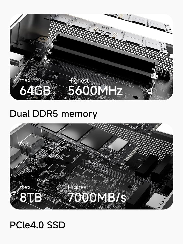 MINIS FORUM AI X1-255 Mini-PC, AMD Ryzen 7 255 (8C / 16T, bis zu 4,9 GHz), HDMI/DP / USB4 (4K @ 120